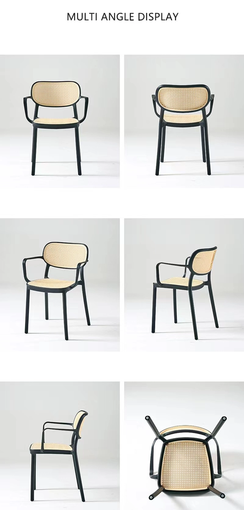 Plastic Dining Furniture Chair Imitation Rattan with Armrest Wholesale Price