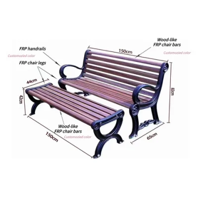Park Chair (FRP) Cadeiras de fibra de vidro Cadeira externa resistente à corrosão A cor é opcional Cadeira de plástico reforçado com fibra de vidro Fácil de montar com apoio de braço