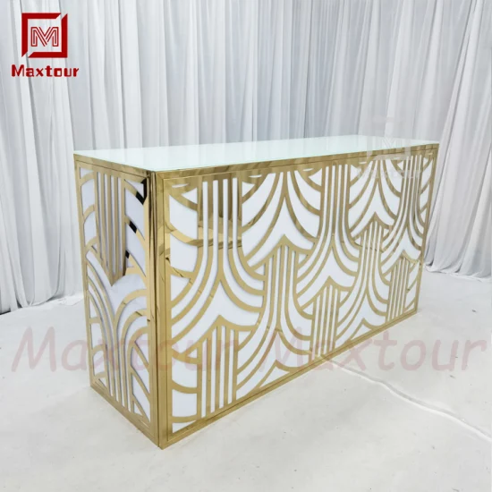 Plástico PVC Aço Inoxidável Padrão Design Exclusivo Mesa de Balcão de Bar Mesa de Recepção para Salão de Hotel