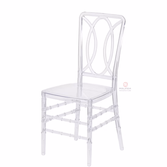 Venda imperdível cadeiras de casamento de resina acrílica transparente transparente Chiavari para festas de eventos