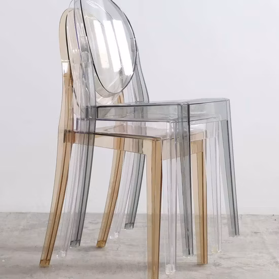 Atacado Victoria Moderna Cadeira de Festa de Casamento Sem Braços de Plástico Cristal Acrílico Transparente Transparente Fantasma Cadeira para Evento